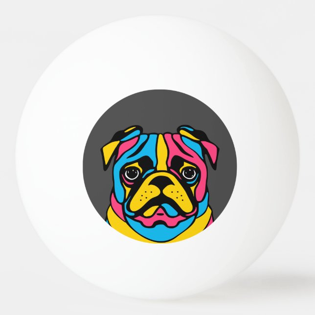 Pelota De Ping Pong personalizable 3 tono pug (Anverso)