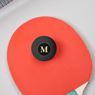 Pelota De Ping Pong Personalizado Black Gold Monogramada Mesa de Tenis