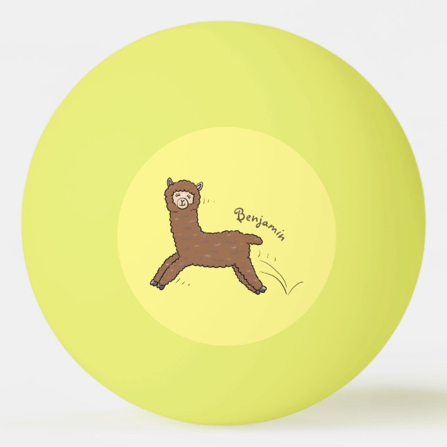 Pelota De Ping Pong Personalizado de alpaca marrón feliz (Anverso)