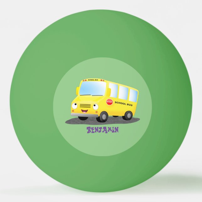 Pelota De Ping Pong Personalizado de autobús escolar alegre y amarillo (Anverso)