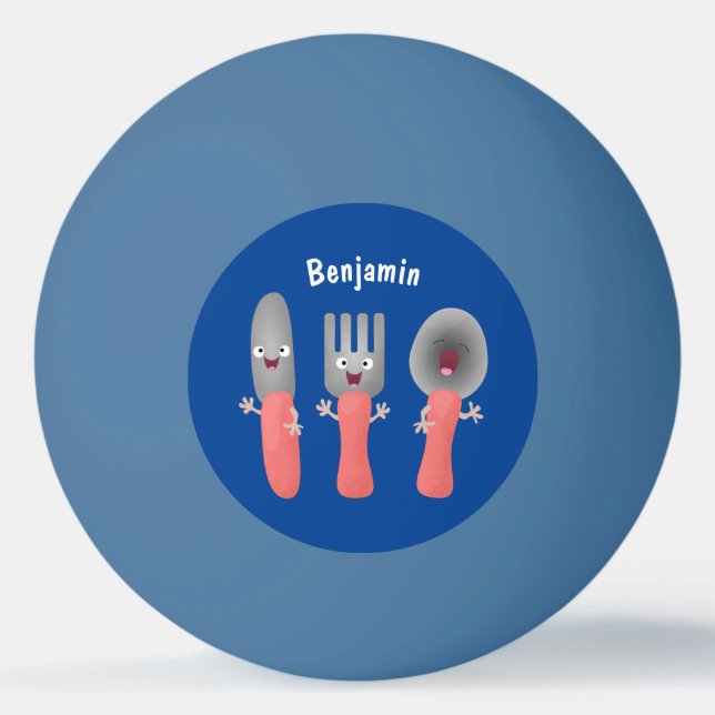 Pelota De Ping Pong Personalizado de cubertería de bifurcación y cucha (Anverso)