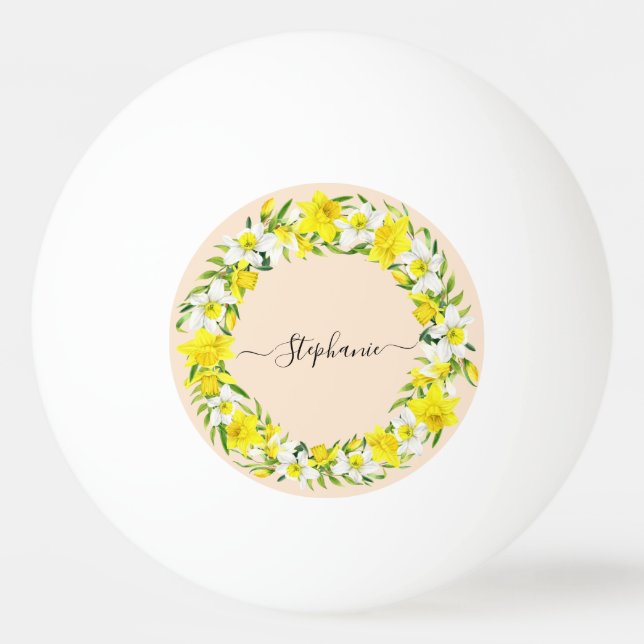 Pelota De Ping Pong Personalizado de Daffodil Rústico Boho amarillo ac (Anverso)