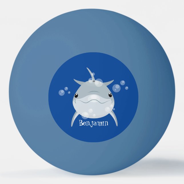 Pelota De Ping Pong Personalizado de delfín kawaii feliz (Anverso)