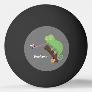 Pelota De Ping Pong Personalizado de lagarto de camaleón verde lindo