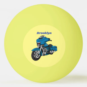 Pelota De Ping Pong Personalizado de moto azul feliz