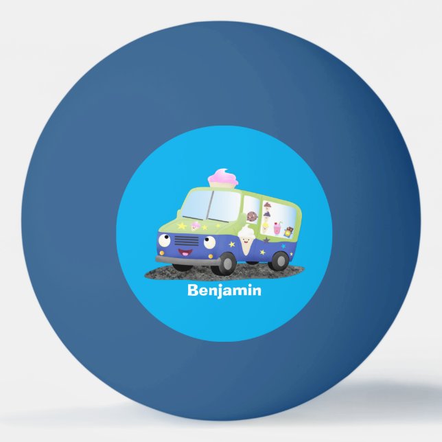 Pelota De Ping Pong Personalizado de un camión de helados alegre (Anverso)