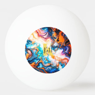 Pelota De Ping Pong Personalizado dorado rosa morado Aqua Monograma mo