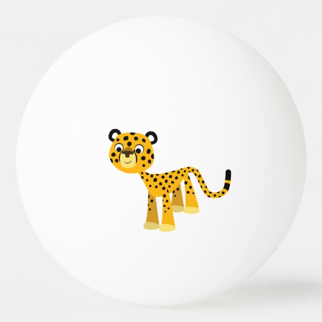 Pelota De Ping Pong Personalizado feliz de Cute, Cheetah Ping Pong Bal (Anverso)
