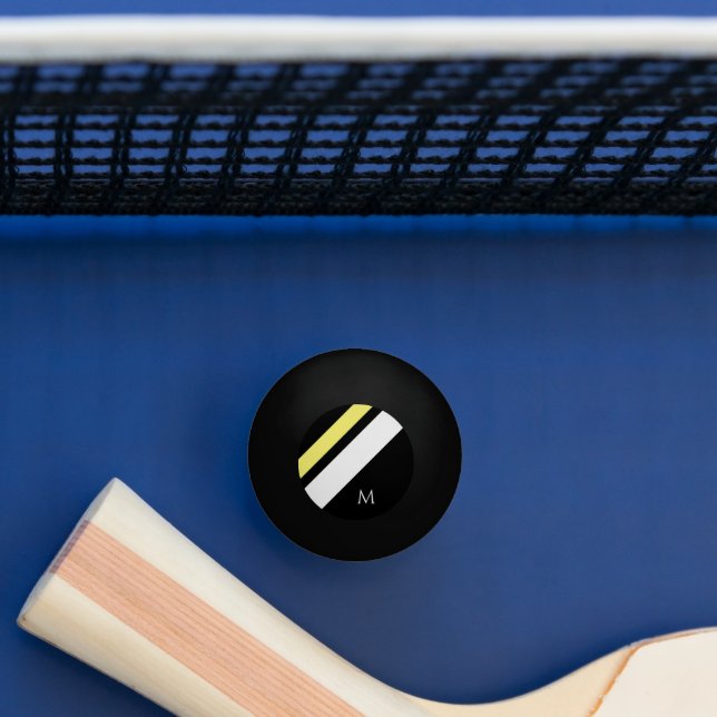 Pelota De Ping Pong Personalizado líneas diagonales iniciales negro (Mesa)