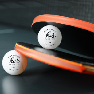 Pelota De Ping Pong Personalizado moderno Su Boda favorito Texto negro