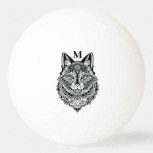 Pelota De Ping Pong Personalizado Monograma Gato Ornamental