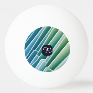 Pelota De Ping Pong Personalizado Monograma Resumen Blue Green Ping Po