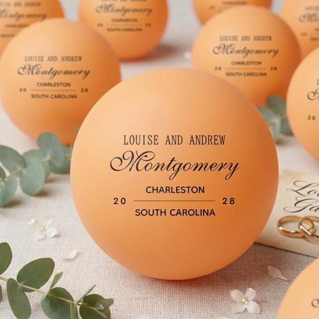 Pelota De Ping Pong Personalized Monogram Wedding  (Personalized Monogram Wedding Ping Pong Ball)