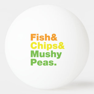 Pelota De Ping Pong Pescados y chuletas y guisantes.