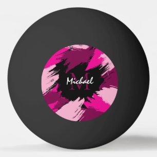 Pelota De Ping Pong Pinceladas tonos de rosa caliente nombre con monog