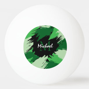 Pelota De Ping Pong Pinceles de color verde con monograma