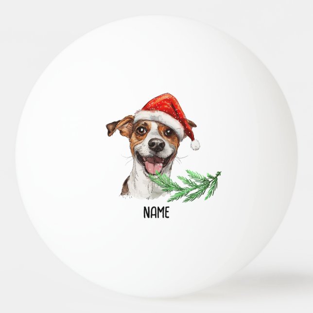 Pelota De Ping Pong Ping pong Feliz Navidad con Santa Dog (Anverso)