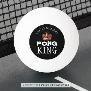 Pelota De Ping Pong Ping Pong King Crown Name Black or Personalizado