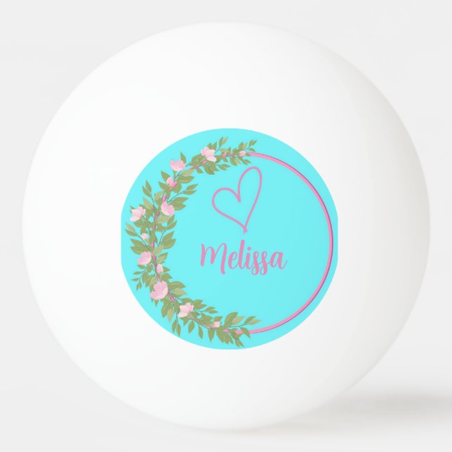 Pelota De Ping Pong Pink Modern Script Girly Monogram Name  (Anverso)