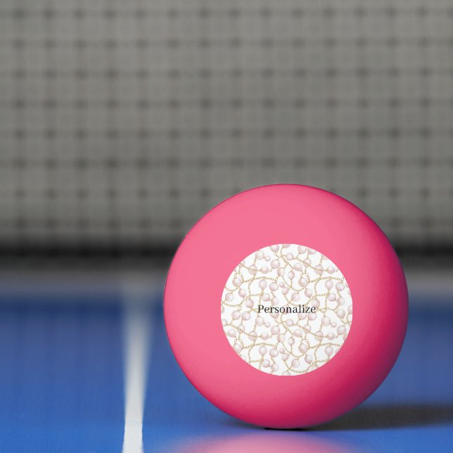 Pelota De Ping Pong Pink Pearls Gold Chain   (Neto)