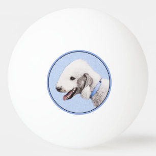 Pelota De Ping Pong Pintura de Bedlington Terrier - Original Perro Art