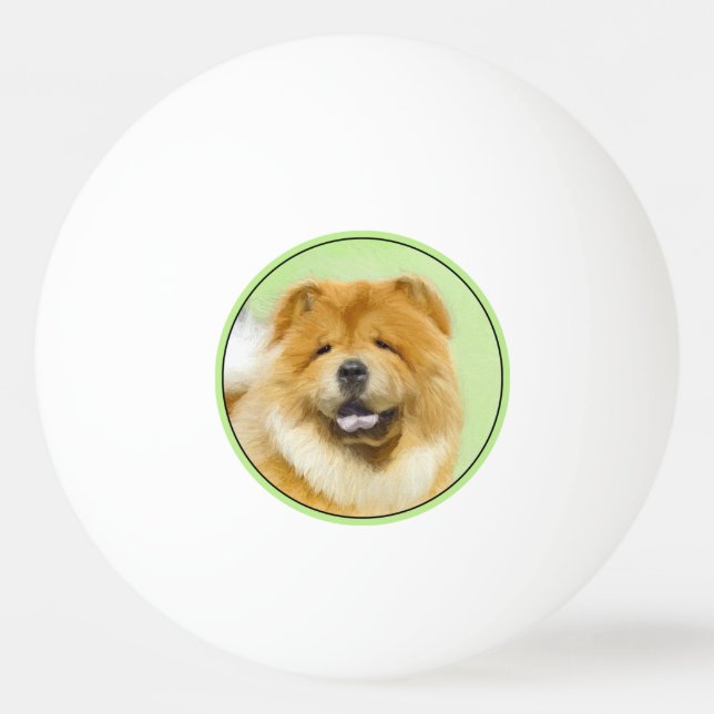 Pelota De Ping Pong Pintura de Chow Chow - Arte Perro Original. (Anverso)