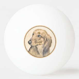 Pelota De Ping Pong Pintura de Dachshund (de cabello largo) - Arte ori