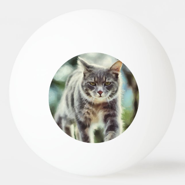 Pelota De Ping Pong Pintura de gato (Reverso)
