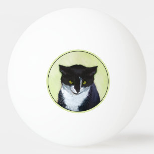 Pelota De Ping Pong Pintura de gatos de Tuxedo - Arte de gatos origina