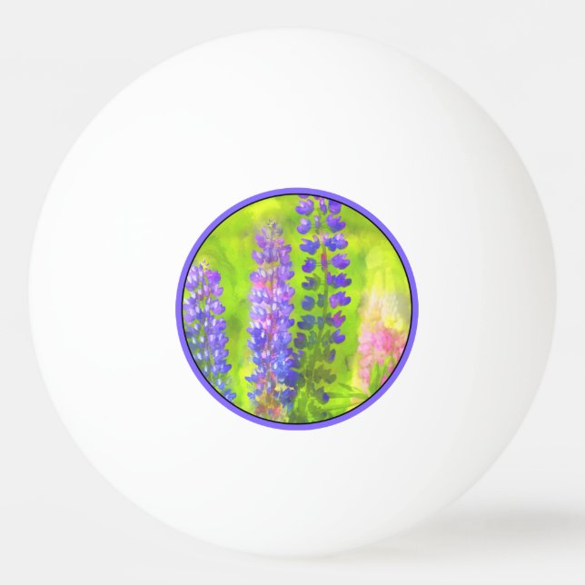 Pelota De Ping Pong Pintura de Lupine - Arte original de las flores (Anverso)