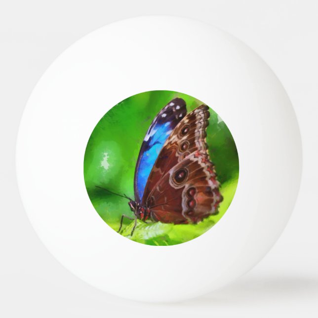 Pelota De Ping Pong Pintura de mariposa (Reverso)