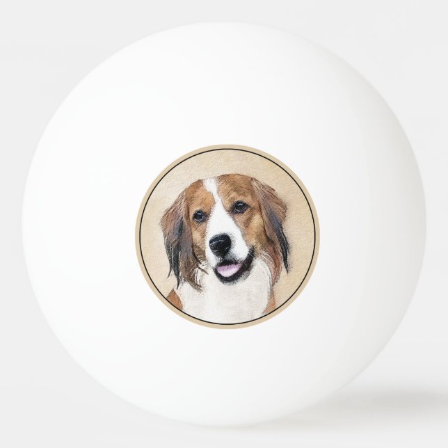 Pelota De Ping Pong Pintura de Nederlandse Kooikerhondje - Arte de per (Anverso)