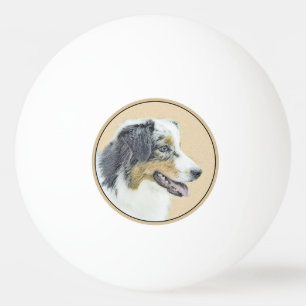Pelota De Ping Pong Pintura de pastor australiano - Arte original de p