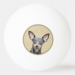 Pelota De Ping Pong Pintura en miniatura de Pinscher Cute arte origina