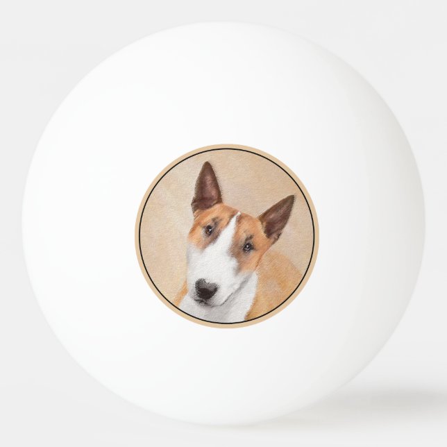 Pelota De Ping Pong Pintura Miniatura de Bull Terrier - Cute Original  (Anverso)