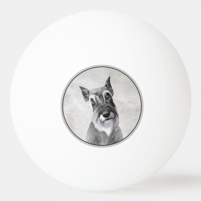 Pelota De Ping Pong Pintura Schnauzer (gigante) - Arte de perros (Anverso)