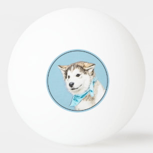 Pelota De Ping Pong Pintura siberiana Husky de pipa - Arte original de