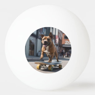 Pelota De Ping Pong Pista de skateboard: Un Staffy en movimiento