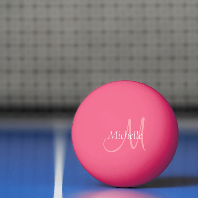 Pelota De Ping Pong Plantilla moderna de moda Monograma rosa inicial (Neto)