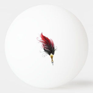 Pelota De Ping Pong Pluma de plumas rojas con nido de oro