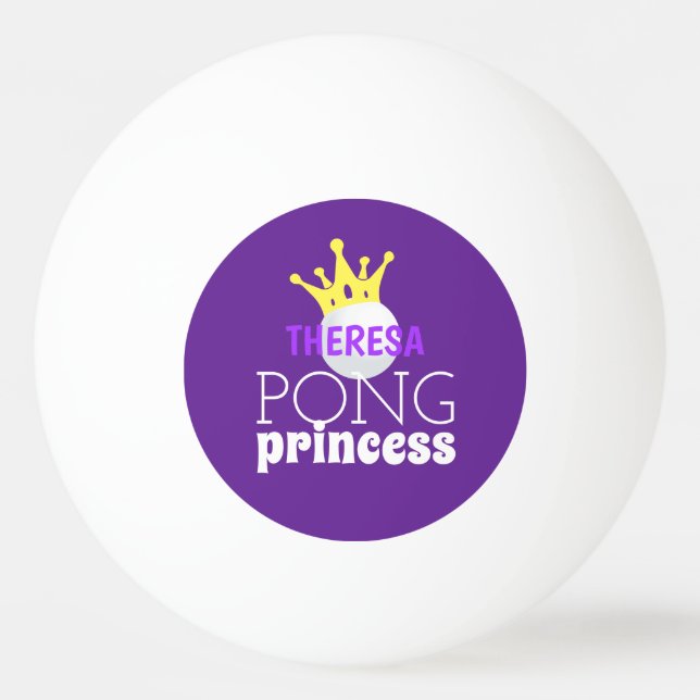 Pelota De Ping Pong Pong Princess Purple Nombre Personalizado (Anverso)
