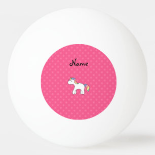 Pelota De Ping Pong Pos de polka rosa de unicornio arcoiris