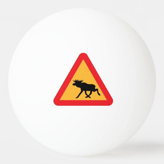 Pelota De Ping Pong Precaución Moose Rótulo de tráfico sueco (Anverso)