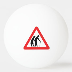 Pelota De Ping Pong PRECAUCIÓN Personas de edad avanzada - Rótulo de t