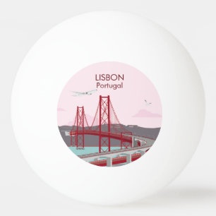 Pelota De Ping Pong Puente de Lisboa sobre el río Tajo al estilo vinta