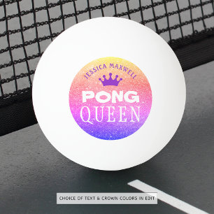 Pelota De Ping Pong Purpurina multicolor personalizado PING PONG QUEEN