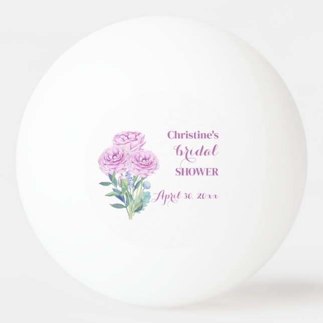Pelota De Ping Pong Ranunculus y Anemones Personalizable Bridal Shower (Anverso)