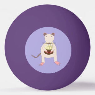 Pelota De Ping Pong Rata siamesa con pastel de cumpleaños