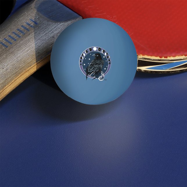 Pelota De Ping Pong Raven Moon Phases Stars Blue (Subido por el creador)