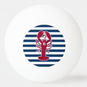 Pelota De Ping Pong Raya blanca azul del monograma rojo náutico de la